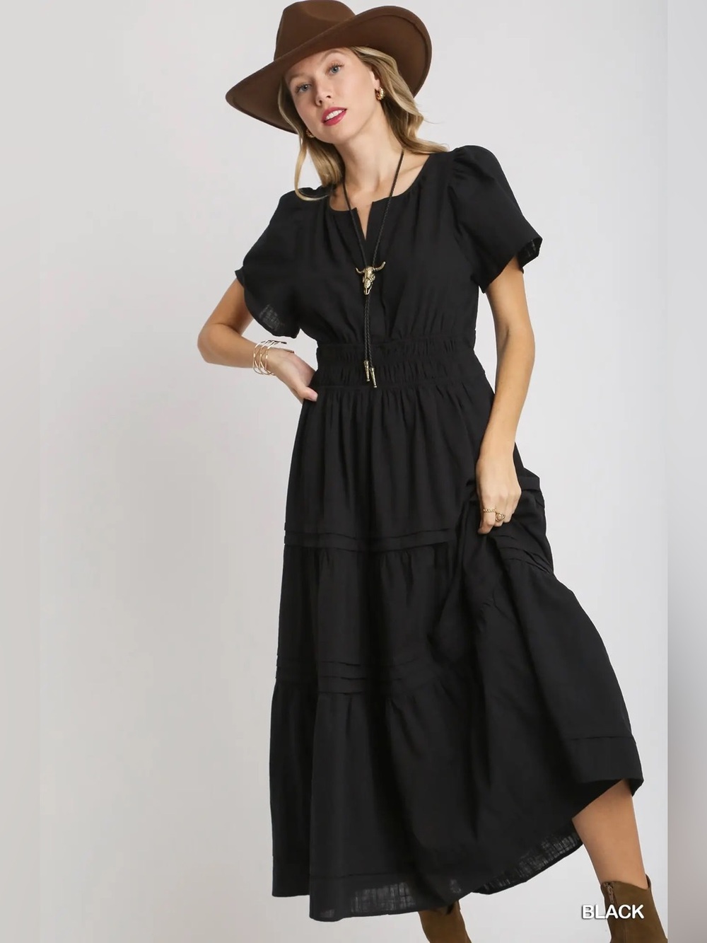 Umgee Black Tiered Maxi Dress